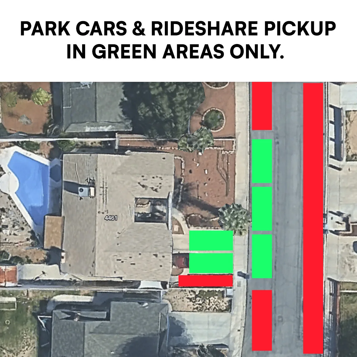 Greenhill parking and rideshare pickup: green areas only